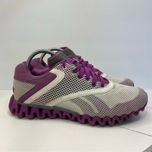 Reebok Purple White Zignano Zig Zag Running Shoes Women’s Size 9